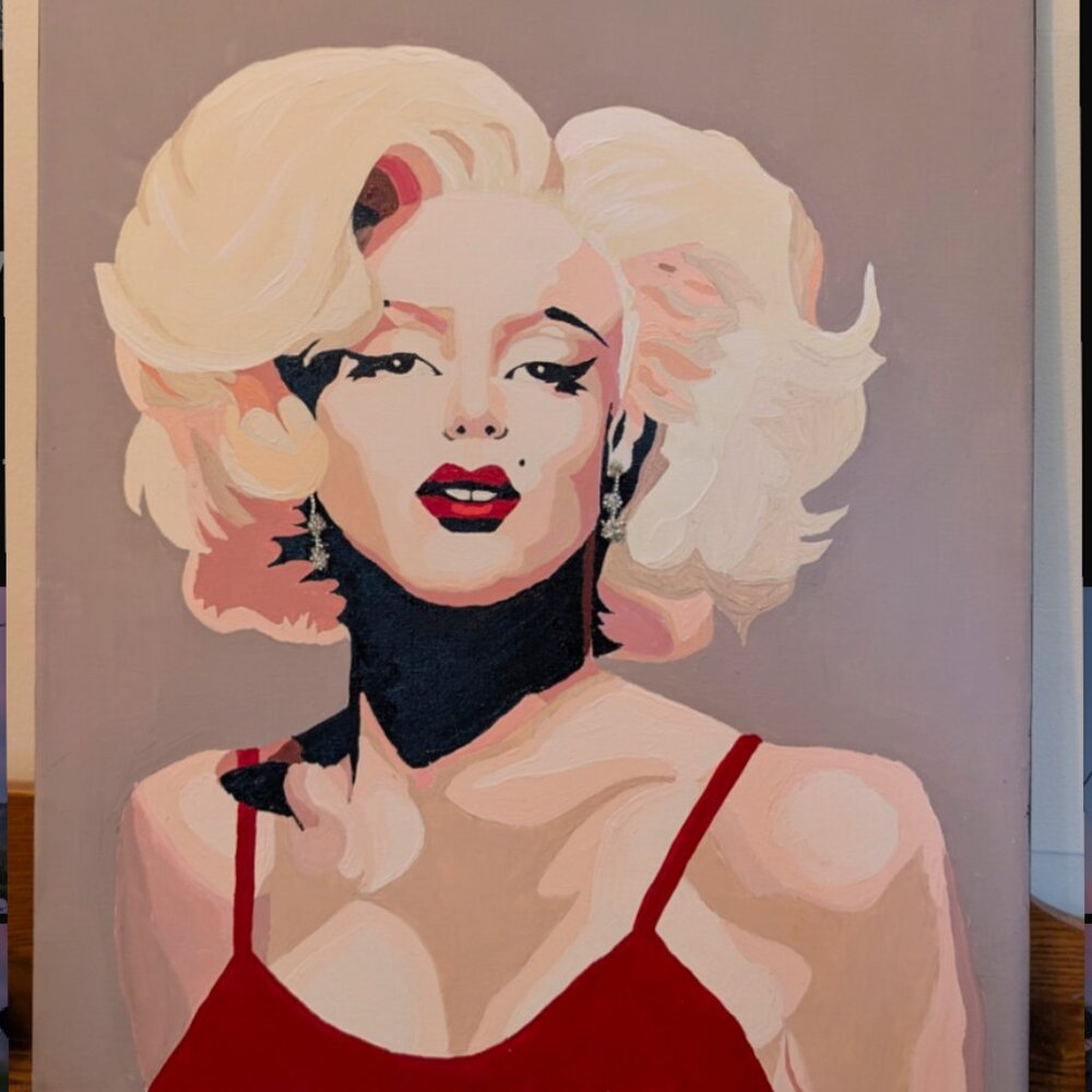 Hand-painted 1/1 Marilyn Monroe acrylic painting